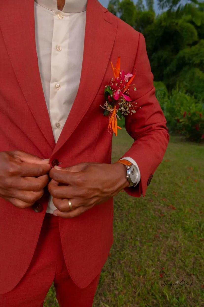 A man in red suit
