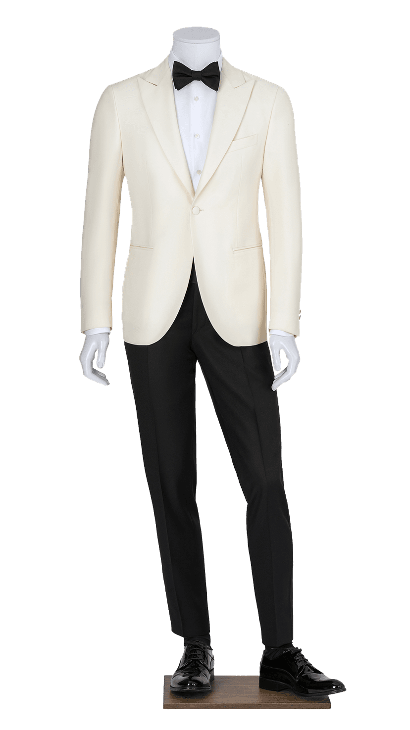 white suit with black pants